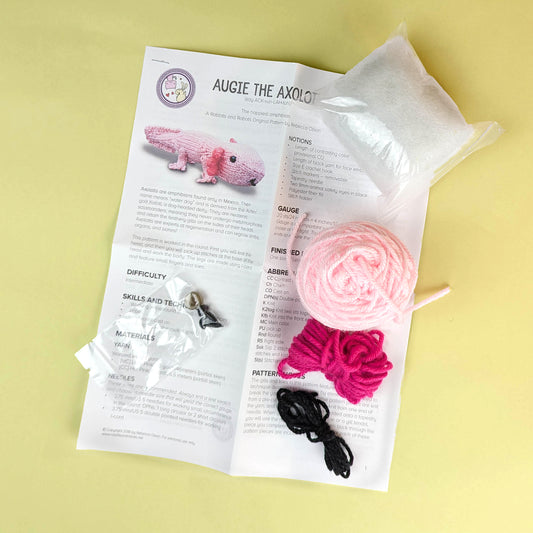 Augie the Axolotl Knitting Kit