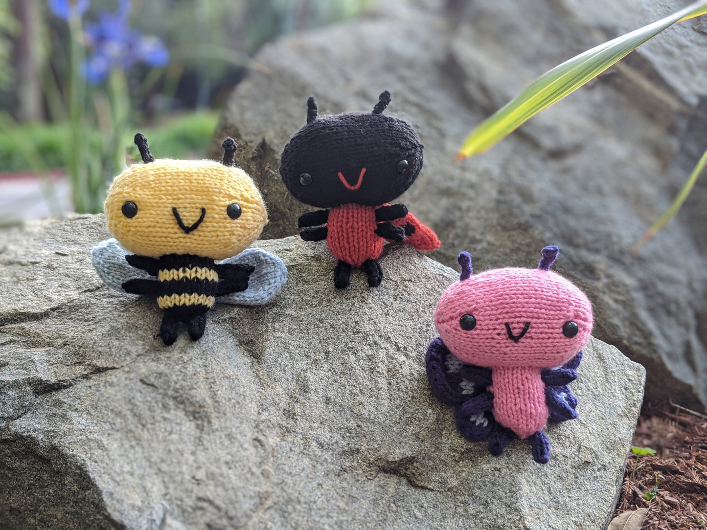 Big Bug Bundle - Bee, Butterfly, Ladybug - Knitting Pattern