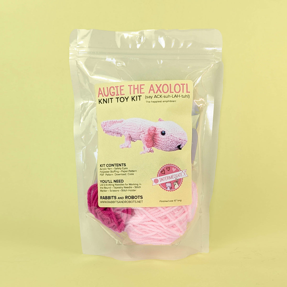 Augie the Axolotl Knitting Kit