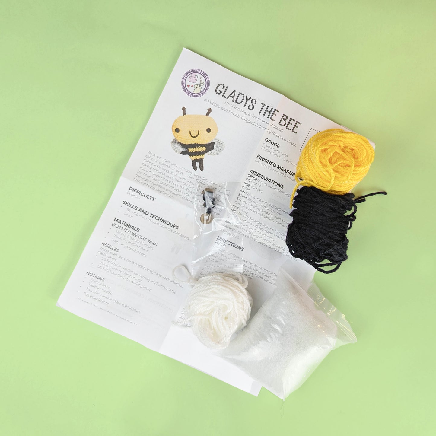 Gladys the Bee Knitting Kit