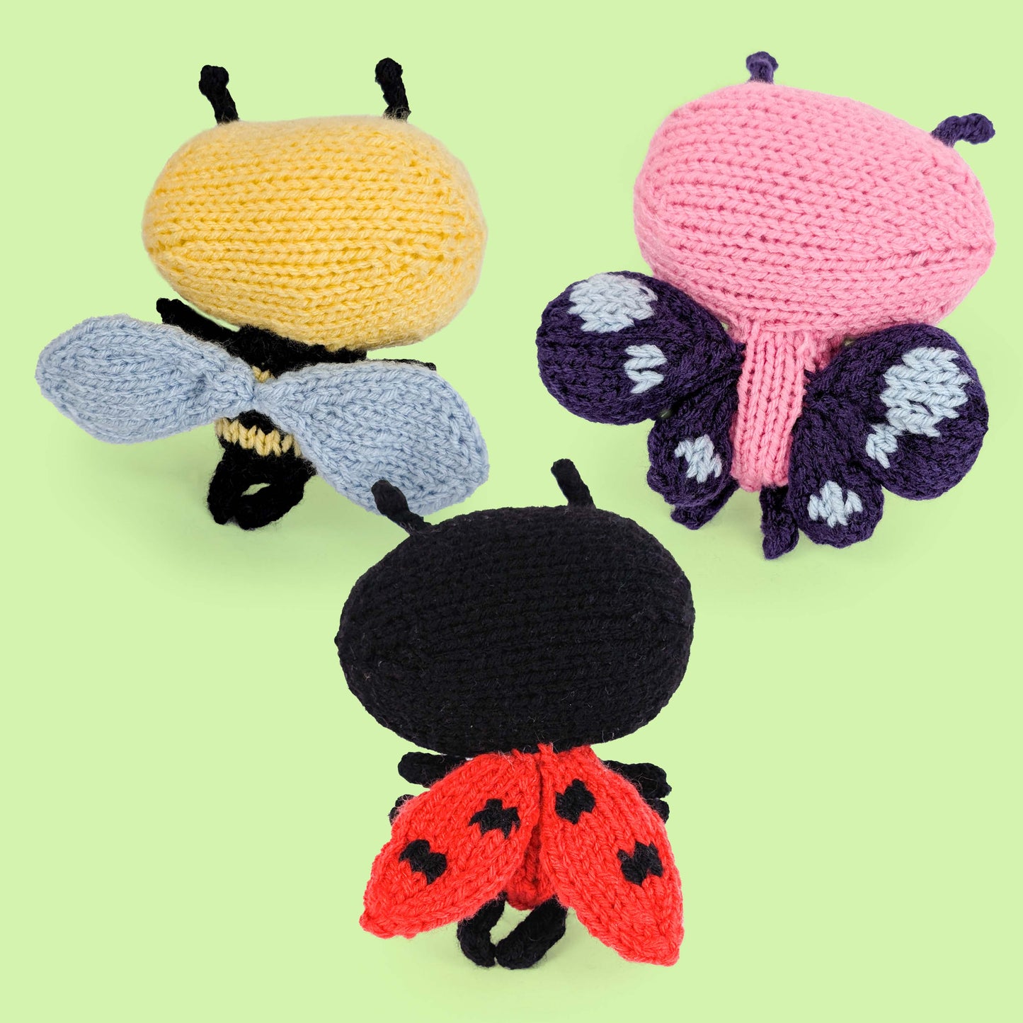 Big Bug Bundle - Bee, Butterfly, Ladybug - Knitting Pattern