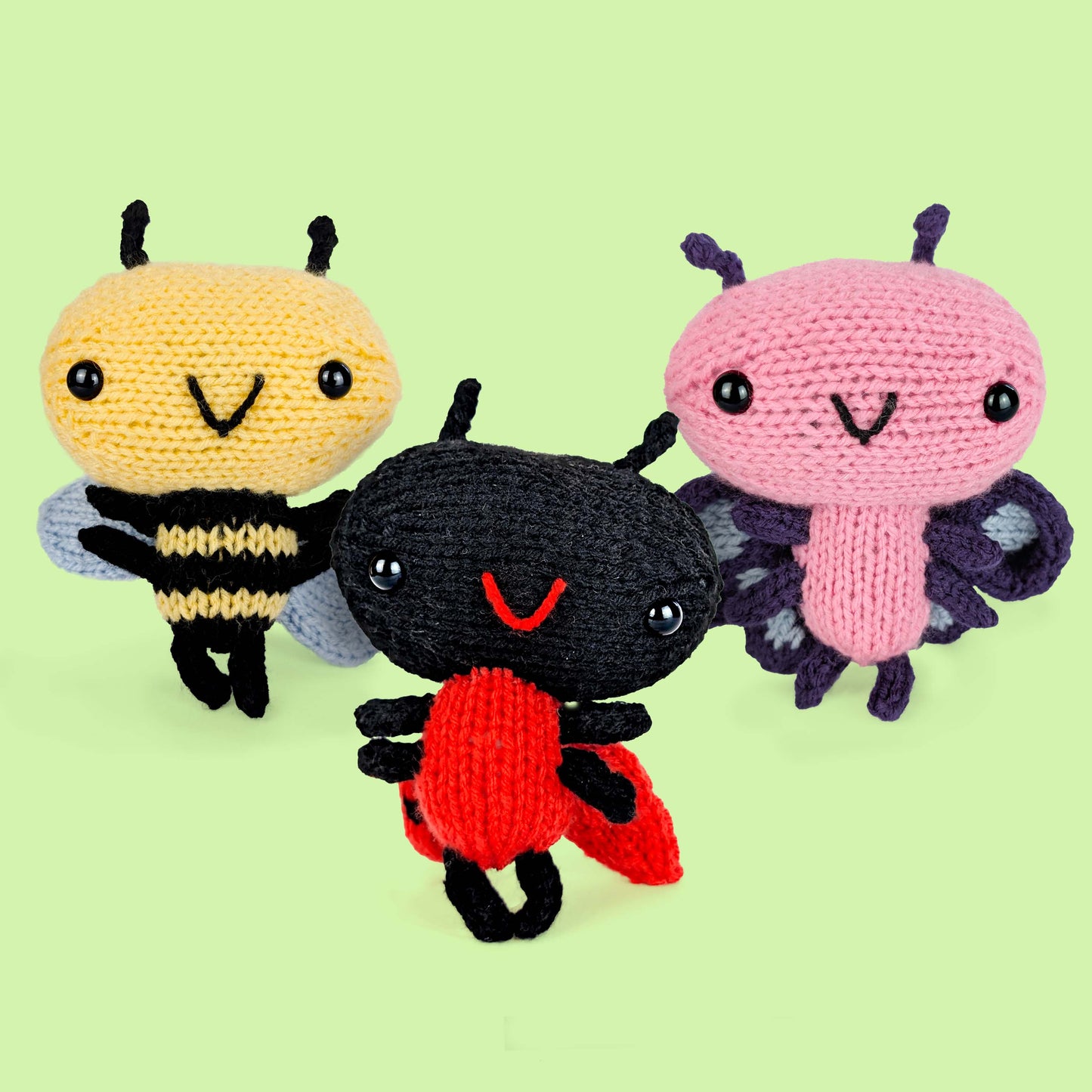 Big Bug Bundle - Bee, Butterfly, Ladybug - Knitting Pattern