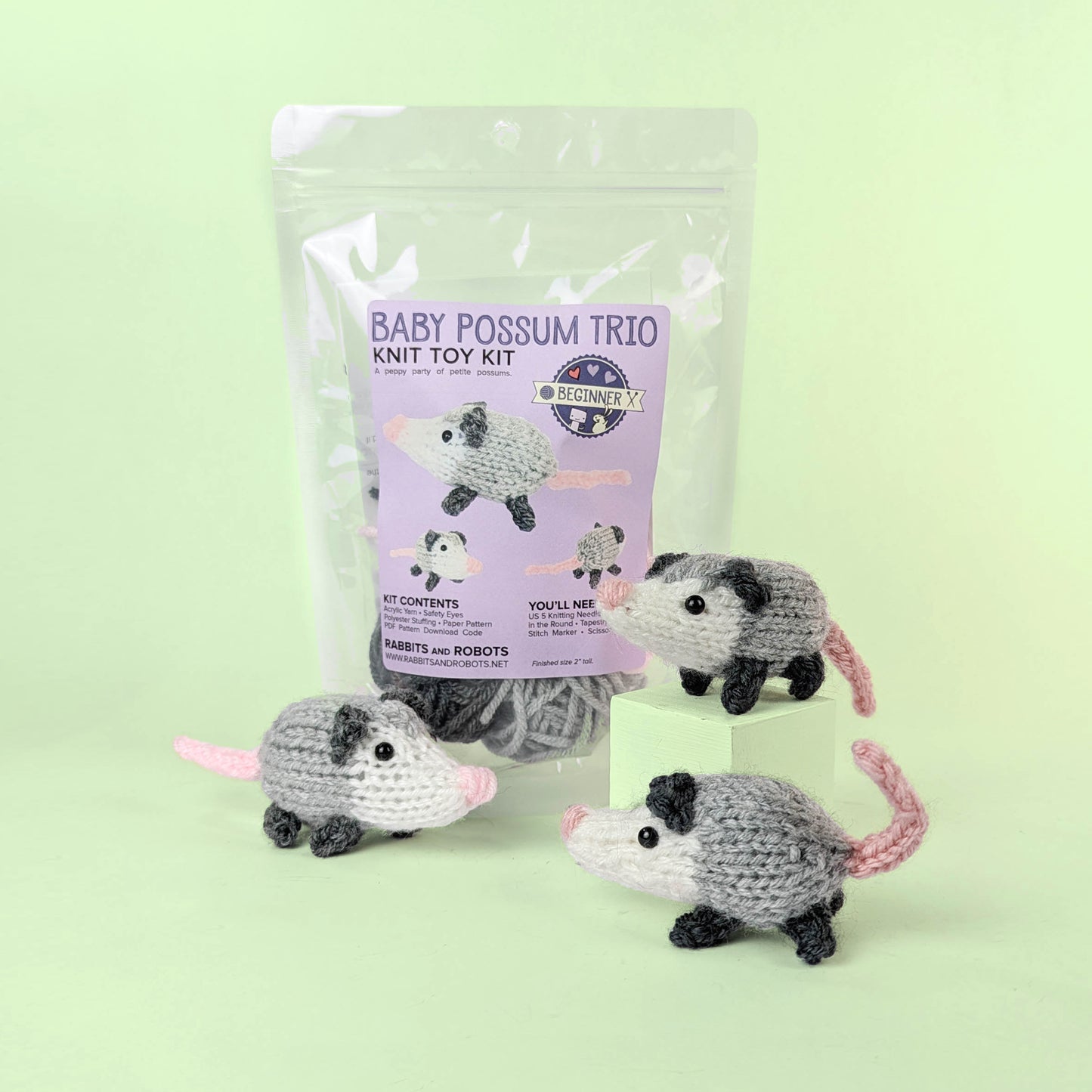 Baby Possum Trio Knitting Kit
